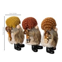 Artículo Figura de gnomo con barba y sombrero puntiagudo, 10 cm, 3 piezas
