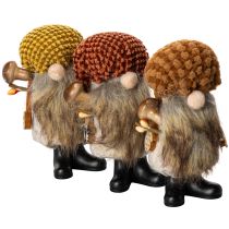 Artículo Figura de gnomo con barba y sombrero puntiagudo, 10 cm, 3 piezas