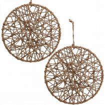 Decoración pared estilo boho, aro decorativo cinta yute Ø28,5cm 4uds