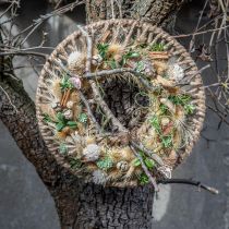 Decoración pared estilo boho, aro decorativo cinta yute Ø38cm