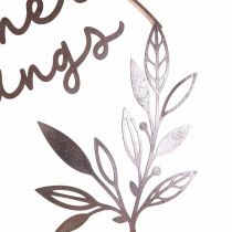 Artículo Anillo decorativo de pared "Summer Feelings", adorno veraniego de metal para colgar, Ø49 cm, rosa metalizado y turquesa.