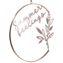 Artículo Anillo decorativo de pared "Summer Feelings", adorno veraniego de metal para colgar, Ø49 cm, rosa metalizado y turquesa.