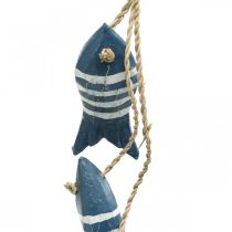 Percha decorativa marinera pez de madera para colgar pequeño azul oscuro L31cm