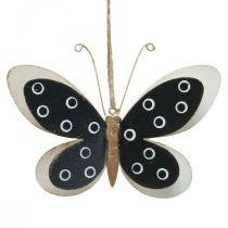 Arte de Pared Mariposa Deco Negro Blanco Oro Metal 15cm