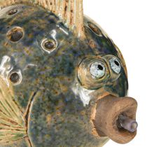 Artículo Figura Gárgola Cerámica Pez Azul Marrón 20×11×13,5cm