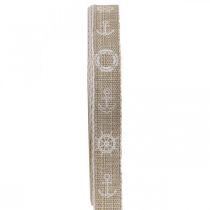 Cinta tejida ancla cinta decorativa marrón marítimo, blanco 15mm 20m