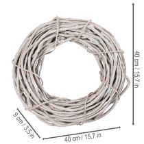 Artículo Corona decorativa de mimbre, corona hecha de ramas blanqueadas, 40 cm