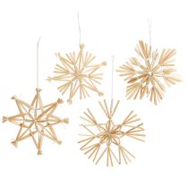Artículo Estrellas de paja navideñas Adornos para árbol de Navidad 8cm 12 piezas