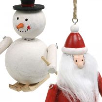 Artículo Adornos para árboles de Navidad madera Papá Noel y muñeco de nieve 11cm juego de 2