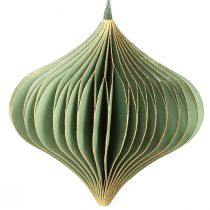 Artículo Colgante navideño decoración de papel oro verde Ø8cm 4 piezas