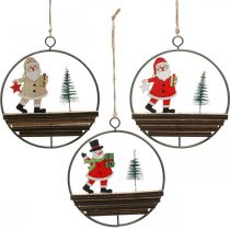 Artículo Colgante navideño Papá Noel muñeco de nieve Ø12cm 3pcs