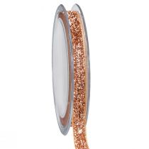 Artículo Cinta navideña cinta decorativa brillo cobre rosa 10mm 10m