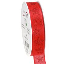 Artículo Cinta navideña roja con estrellas brillantes cinta 25mm 18m