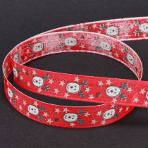 Artículo Cinta navideña con reno cinta decorativa roja 15mm 18m