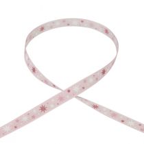 Artículo Cinta Cinta de regalo de Navidad estampado de estrellas rosa 15mm 20m
