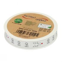 Artículo Cinta de regalo Navidad Cinta navideña Hohoho blanco 15mm 20m