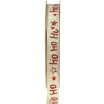 Cinta navideña “Ho Ho Ho” cinta de regalo beige 15mm 15m