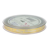 Artículo Cinta navideña Cinta Feliz Navidad Oro Blanco 10mm 20m