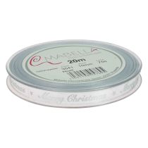 Artículo Cinta navideña Cinta Feliz Navidad Plata Blanco 10mm 20m