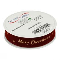 Artículo Cinta de regalo Cinta navideña Cinta de terciopelo rojo 25mm 20m