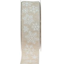 Cinta navideña copo de nieve cinta de regalo beige 35mm 15m