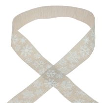Cinta navideña copo de nieve cinta de regalo beige 35mm 15m