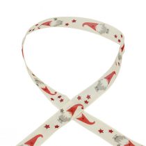 Artículo Cinta de regalo Cinta navideña gnomo crema 25mm 20m