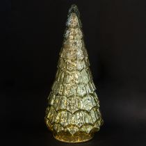 Artículo Árbol de Navidad con iluminación LED vintage verde dorado 38cm