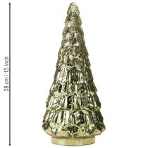 Artículo Árbol de Navidad con iluminación LED vintage verde dorado 38cm