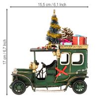 Artículo Decoración navideña para coche Coche navideño vintage verde 15×7×16cm