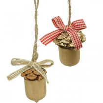Artículo Decoración navideña colgante navideño de madera de bellota decorativa 5cm 12 piezas