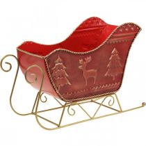 Decoración navideña deco trineo Trineo navideño rojo/dorado 30×12.5×20cm