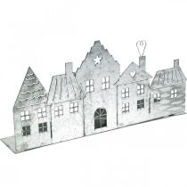 Artículo Decoración navideña casitas, portavelas metal plata 25cm