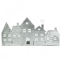 Artículo Decoración navideña casitas, portavelas metal plata 25cm