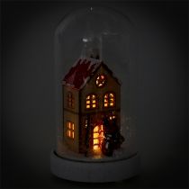 Artículo Casa de decoración navideña con campana de cristal Ø9cm H16.5cm