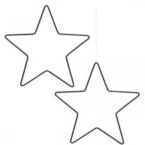 Artículo Decoración navideña estrella de metal colgante estrella decorativa negra 20cm 6 piezas