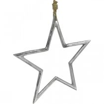 Estrella de decoración navideña, decoración de adviento, colgante de estrella plata AN24,5 cm