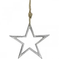 Estrella de decoración navideña, decoración de adviento, colgante de estrella plata L15,5 cm