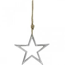 Artículo Estrella de decoración navideña, decoración de adviento, colgante de estrella plata L15,5 cm