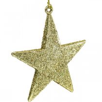 Adorno navideño estrella colgante brillo dorado 10cm 12pcs
