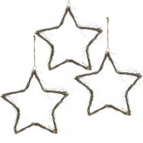 Artículo Adorno navideño estrella estrellas blancas lavadas para colgar olmo 30cm 4uds