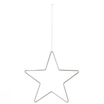 Artículo Adornos navideños, estrellas colgantes, plata, 20 cm, metal, juego de 6, adornos para árbol de Navidad