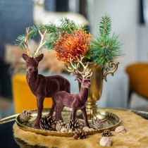 Artículo Adorno navideño ciervo para colocar marrón dorado 20cm 2uds