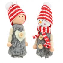 Artículo Figuras decorativas navideñas 10cm gris, rojo 6uds