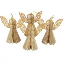 Artículo Ángel de papel decoración ángel navideño papel crema Al.12cm 4 piezas