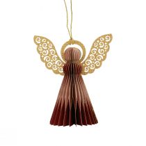 Artículo Ángel de papel ángel de Navidad decoración vino rojo rosa H12cm 4pcs