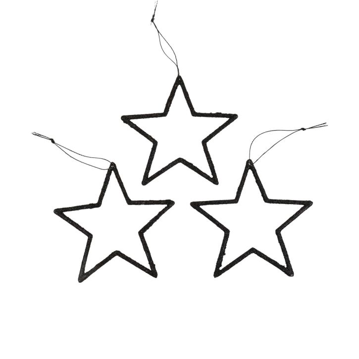 Artículo Decoración navideña estrella colgante brillo negro 12cm 12ud