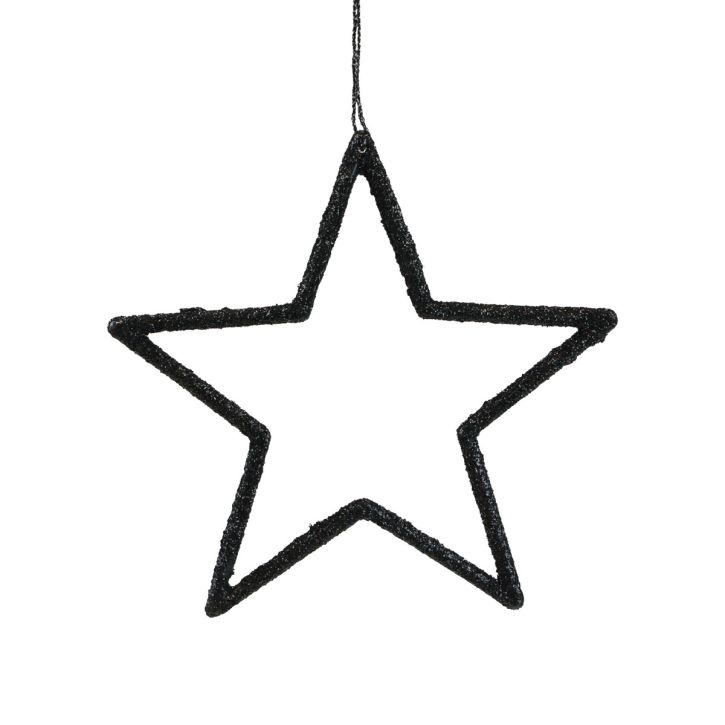 Artículo Decoración navideña estrella colgante brillo negro 12cm 12ud