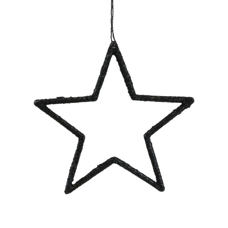 Artículo Decoración navideña colgante estrella brillo negro 12cm 12 piezas