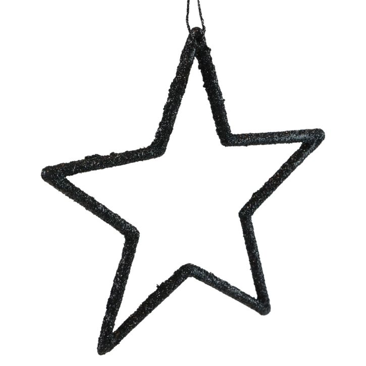 Artículo Decoración navideña colgante estrella brillo negro 12cm 12 piezas
